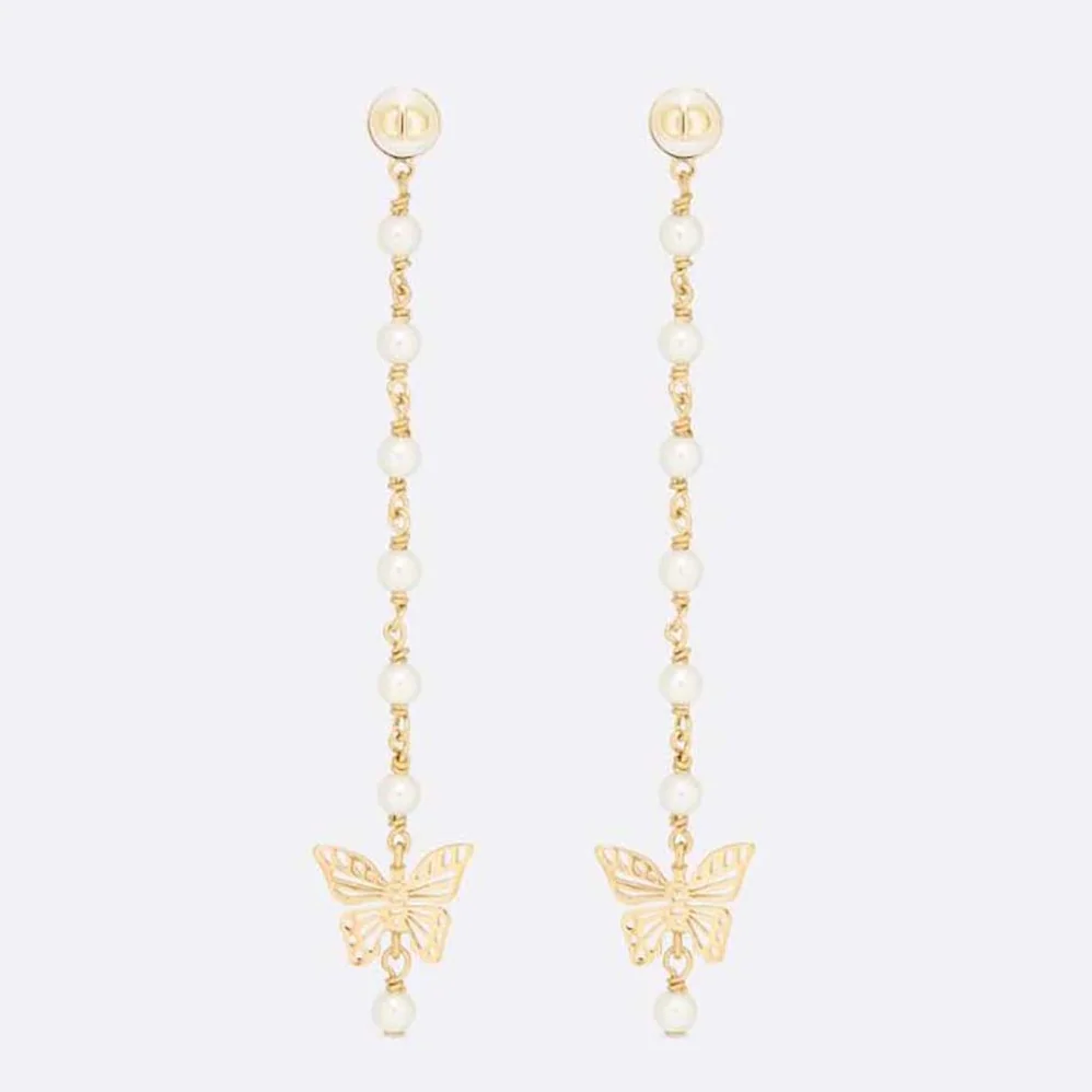 Dior Métamorphose Earrings Gold-Finish Metal and White Resin Pearls for Women Dior Métamorphose Earrings Gold-Finish Metal and White Resin Pearls for Women