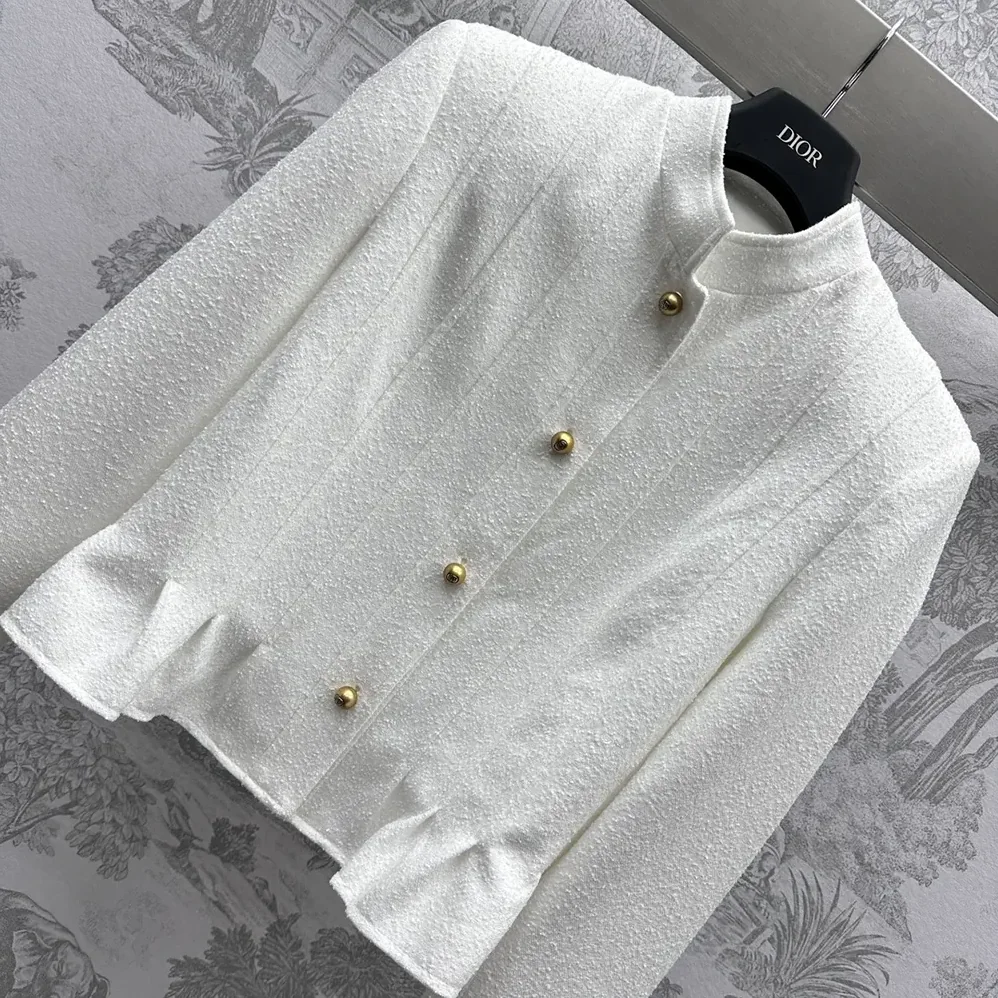 Dior Peplum Jacket Ecru Virgin Wool and Cotton Bouclé Blend for Women