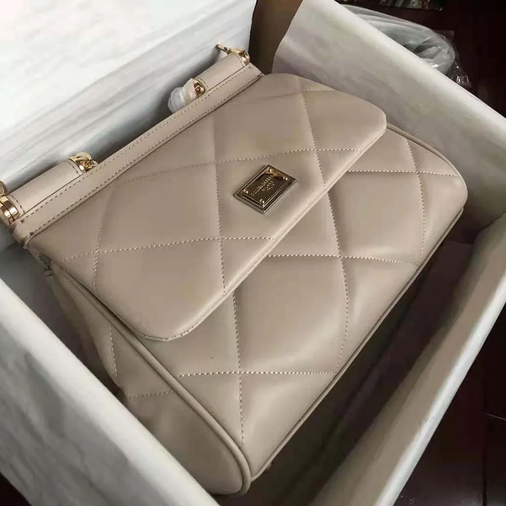 Dolce Gabbana D&G Medium Sicily Bag in Quilted Calfskin for Women in Sandy