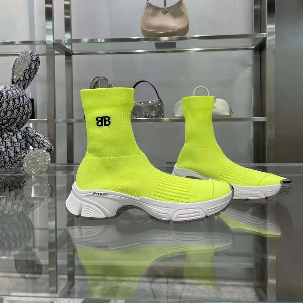 Balenciaga Speed 3.0 Sneaker in Neon Yellow Recycled Knit for Women