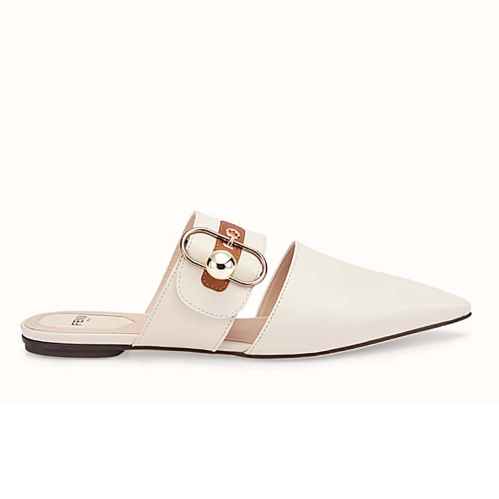 Fendi Shoes Sabots White Leather Slingbacks for Women