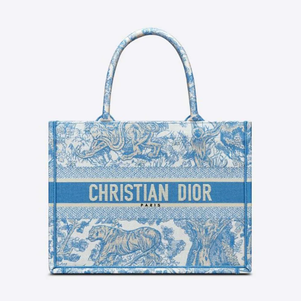Dior Small Dior Book Tote Cornflower Blue Toile de Jouy Embroidery for Women Dior Small Dior Book Tote Cornflower Blue Toile de Jouy Embroidery for Women