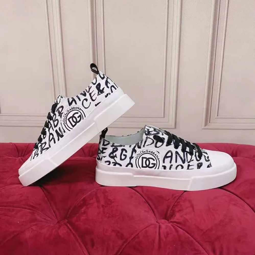 Dolce Gabbana D&G Canvas Portofino Light Sneakers with DG Logo Print for Women Dolce Gabbana D&G Canvas Portofino Light Sneakers with DG Logo Print for Women