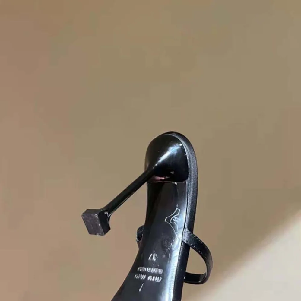 Miu Miu Satin Bow Sandals in 85 mm Heel Height for Women in Black