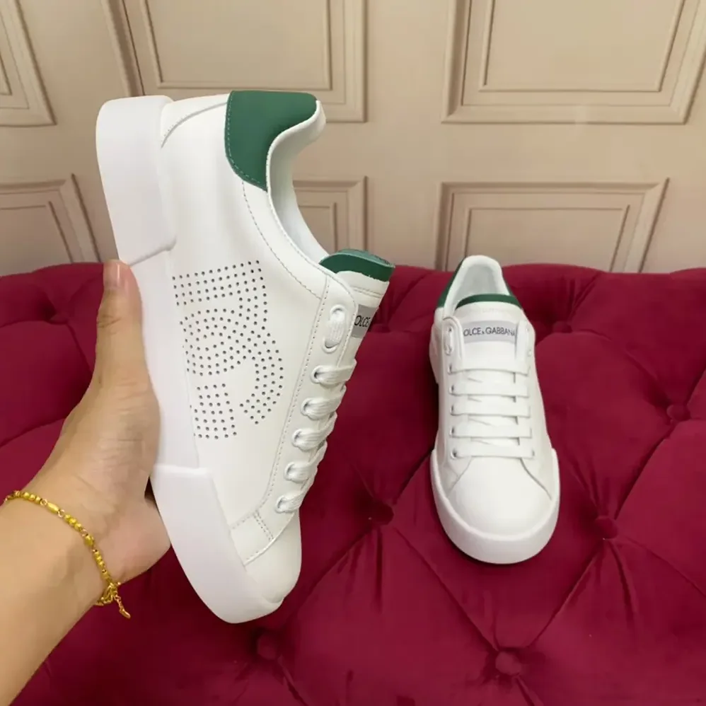 Dolce Gabbana D&G Calfskin Portofino Sneakers for Unisex in White Dolce Gabbana D&G Calfskin Portofino Sneakers for Unisex in White