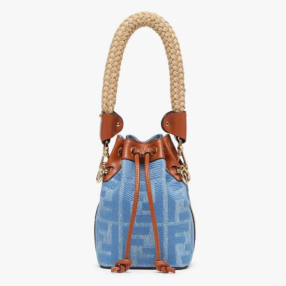 Fendi Mon Tresor Light Blue Denim Mini for Women in bag with FF Embroidery Fendi Mon Tresor Light Blue Denim Mini for Women in bag with FF Embroidery