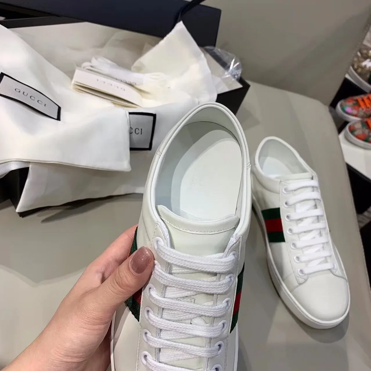 Gucci Ace Sneaker With Bee White GG for Women
