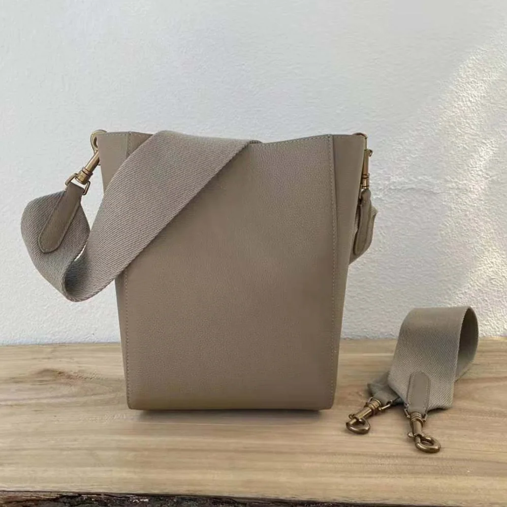 Celine Sangle Small Bucket Bag in Soft Grained Calfskin for Women in Brown