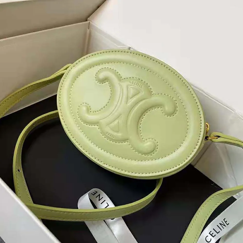 Celine Crossbody Oval Purse Cuir Triomphe in Smooth Calfskin for Women in Lime