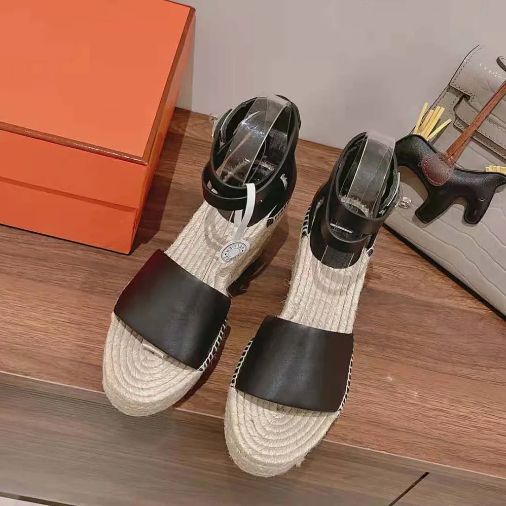 Hermes Tipoli Espadrille in Calfskin with Wrap-Around Ankle Strap for Women in Black Hermes Tipoli Espadrille in Calfskin with Wrap-Around Ankle Strap for Women in Black