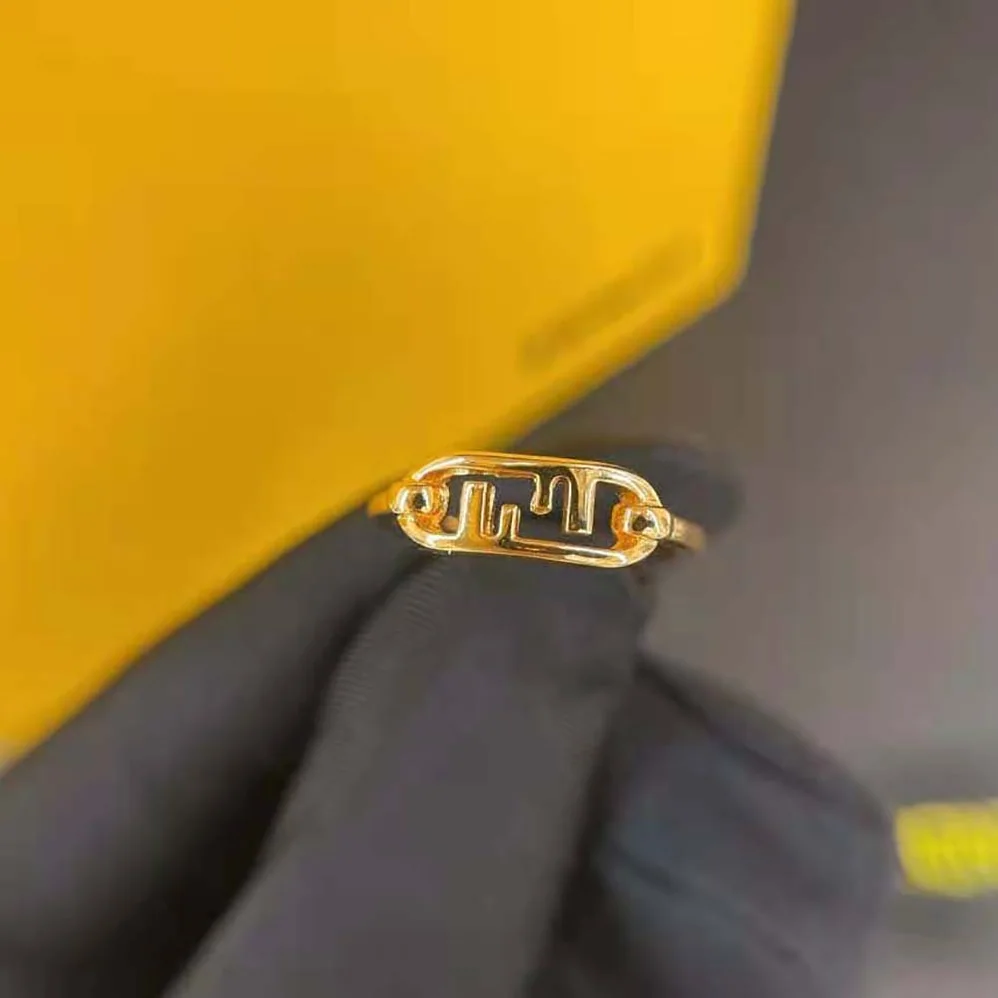 Fendi Thin Ring with Fendi O'Lock Motif for Women Fendi Thin Ring with Fendi O'Lock Motif for Women