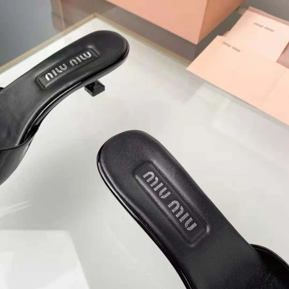 Miu Miu Patent Leather Sandals in 45 mm Heel Height for Women in Black Miu Miu Patent Leather Sandals in 45 mm Heel Height for Women in Black