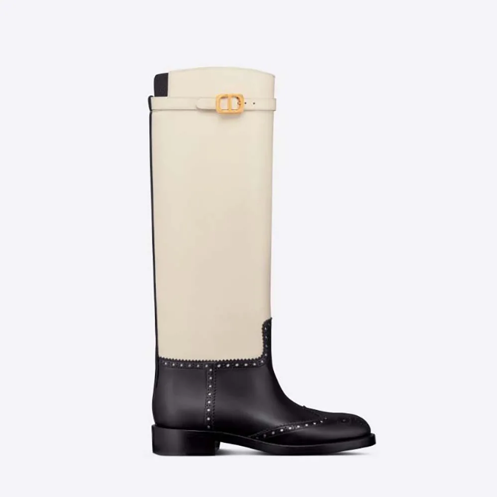 Dior Empreinte Boot Black and White Perforated Calfskin for Women