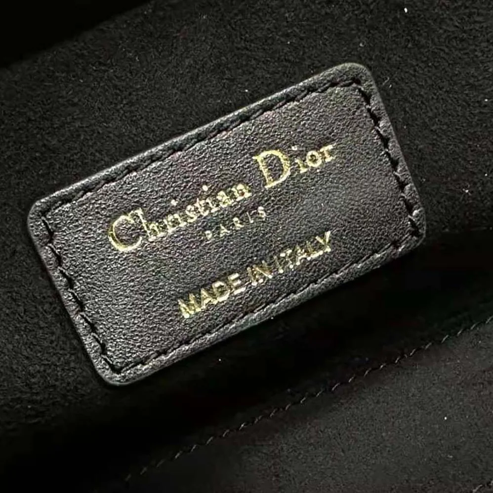Dior Medium Lady D-joy Bag Black Quilted-Effect Lambskin with Ornamental Motif for Women