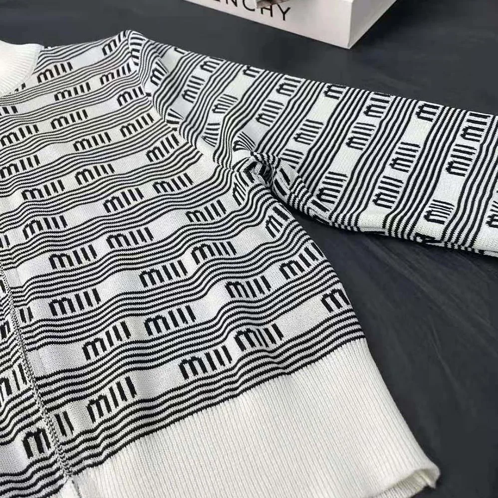 Miu Miu Cashmere and Silk Cardigan with Jacquard Logo for Women in White Miu Miu Cashmere and Silk Cardigan with Jacquard Logo for Women in White