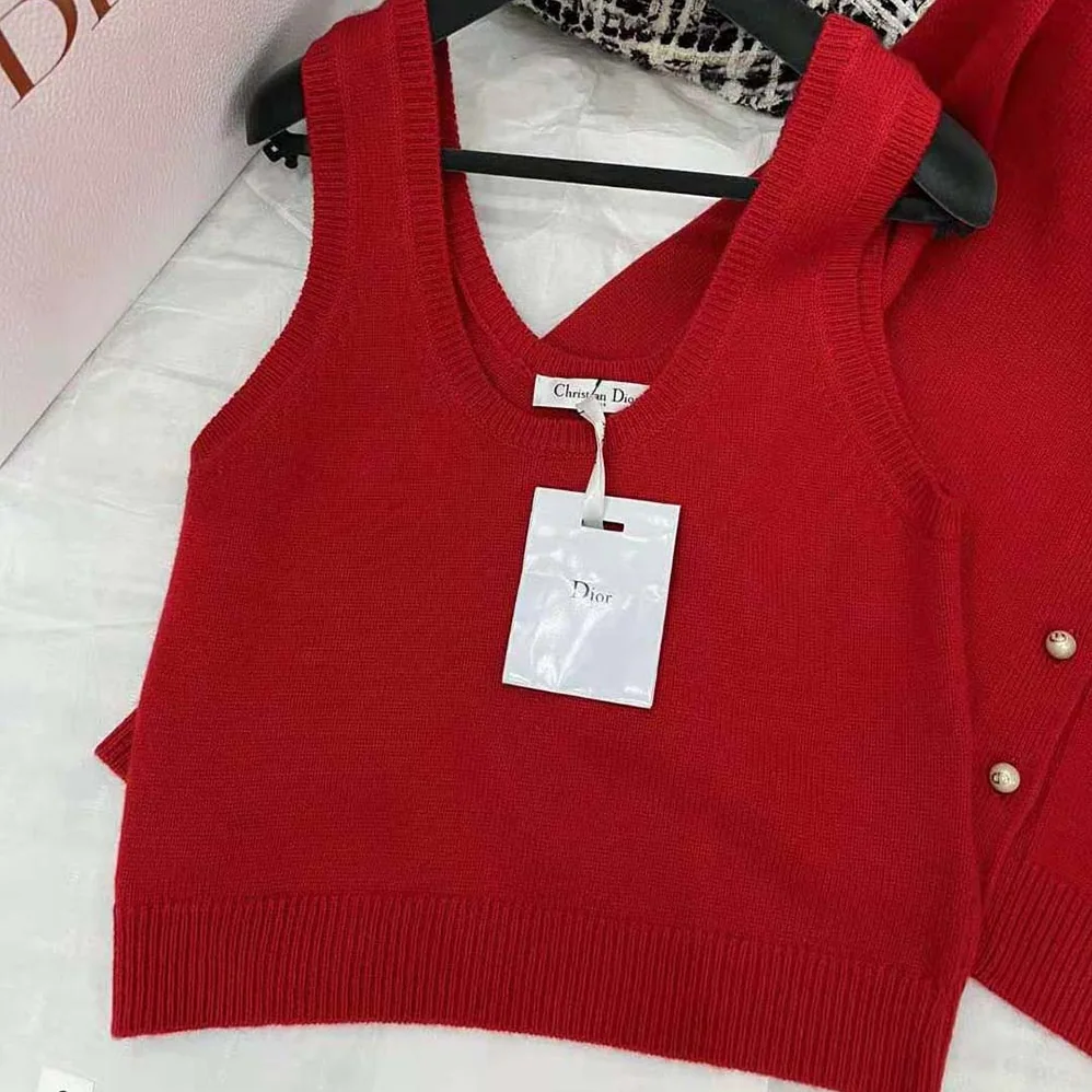 Dior Twin-set Amaryllis Red Cashmere Knit for Women