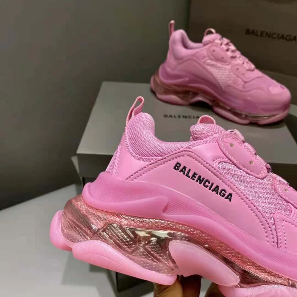 Balenciaga Triple S Clear Sole Sneaker in Light Pink Double Foam and Mesh for Women