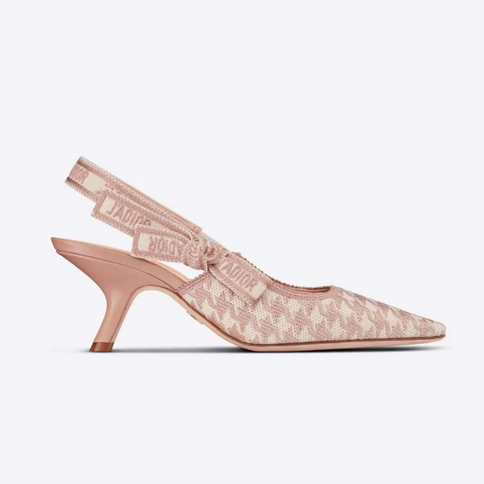 Dior J'Adior Slingback Pump Rose Des Vents Cotton Embroidery with Micro Houndstooth Motif for Women Dior J'Adior Slingback Pump Rose Des Vents Cotton Embroidery with Micro Houndstooth Motif for Women