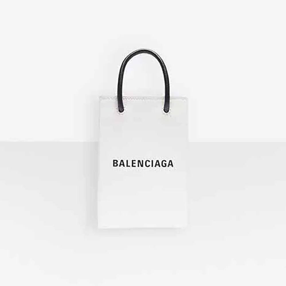 Balenciaga Shopping Phone Holder Shopping Phone Holder in White Squared Calfskin for Unisex