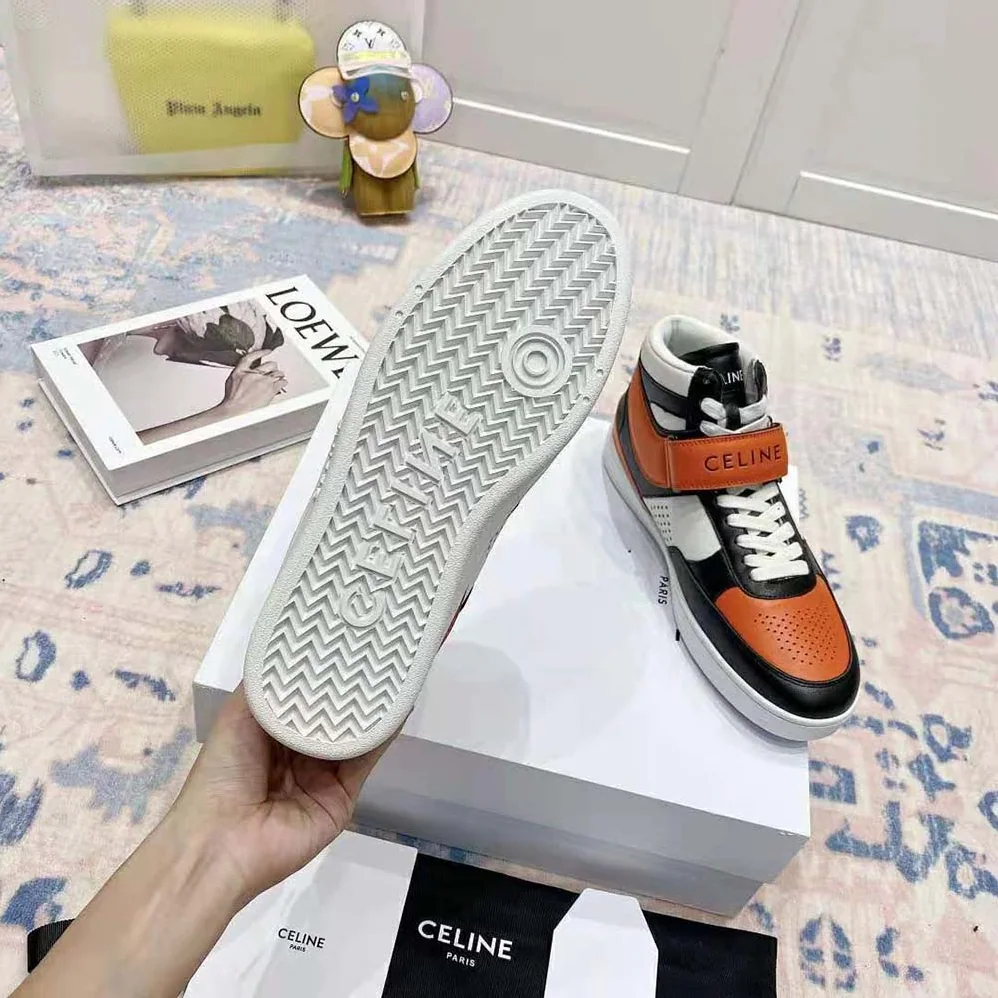 Celine CT-03 High Sneaker with Scratch in Calfskin for Men in Orange
