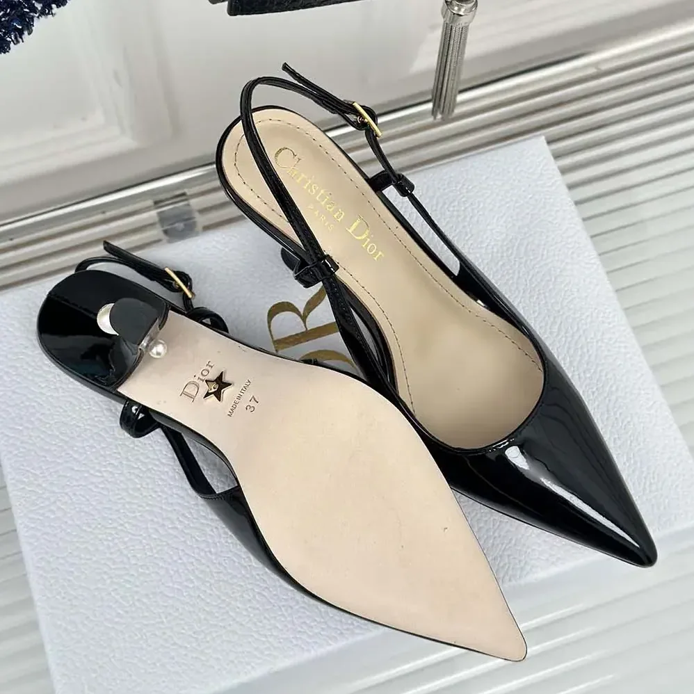 Dior Tribales Slingback Pump Black Patent Calfskin for Women