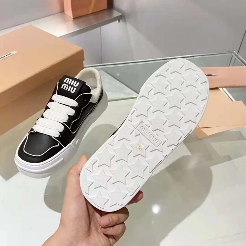 Miu Miu Leather Sneakers for Women in Black