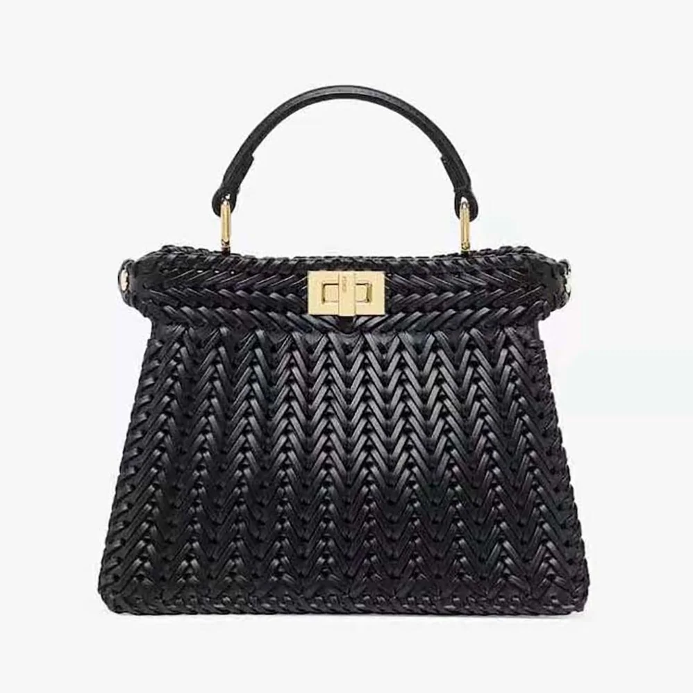 Fendi Peekaboo ISeeU Petite Black Padded Calfskin Leather Bag for Women