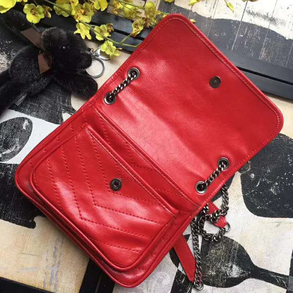 Saint Laurent YSL Niki Baby Crinkled Vintage Bag for Women in Red Saint Laurent YSL Niki Baby Crinkled Vintage Bag for Women in Red