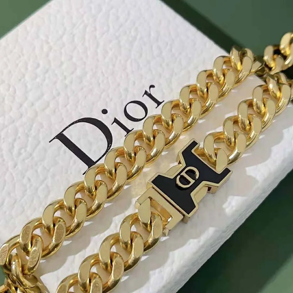 Dior 30 Montaigne Necklace Gold-Finish Metal and Black Lacquer for Women