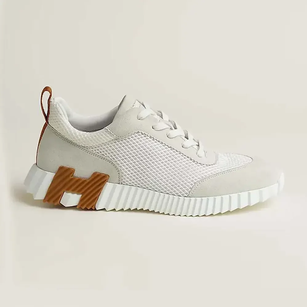 Hermes Bouncing Sneaker in Graphic Mesh and Suede Goatskin for Unisex in White Hermes Bouncing Sneaker in Graphic Mesh and Suede Goatskin for Unisex in White