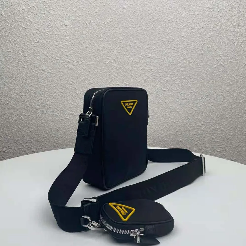 Prada Nylon Cross-Body Bag for Men in Black/Yellow Prada Nylon Cross-Body Bag for Men in Black/Yellow
