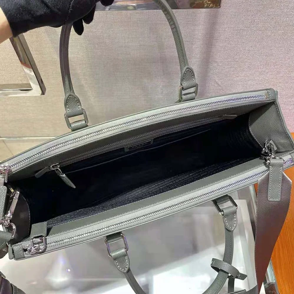 Prada Saffiano Leather Prada Galleria Bag for Men in Silver