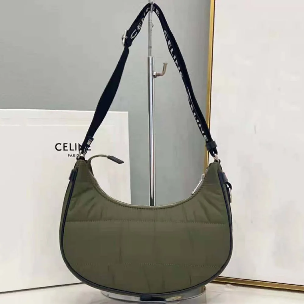 Celine Medium Ava Bag with Celine Strap in Quilted Nylon for Women in Green Celine Medium Ava Bag with Celine Strap in Quilted Nylon for Women in Green