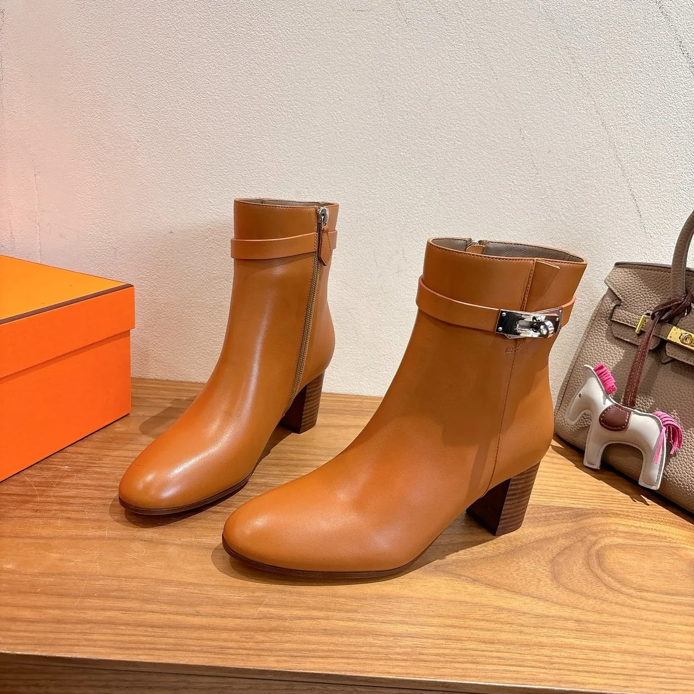Hermes Saint Germain Ankle Boots Naturel