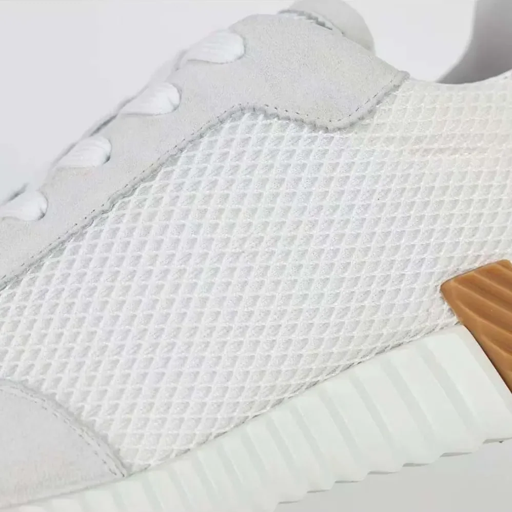 Hermes Bouncing Sneaker in Graphic Mesh and Suede Goatskin for Unisex in White Hermes Bouncing Sneaker in Graphic Mesh and Suede Goatskin for Unisex in White