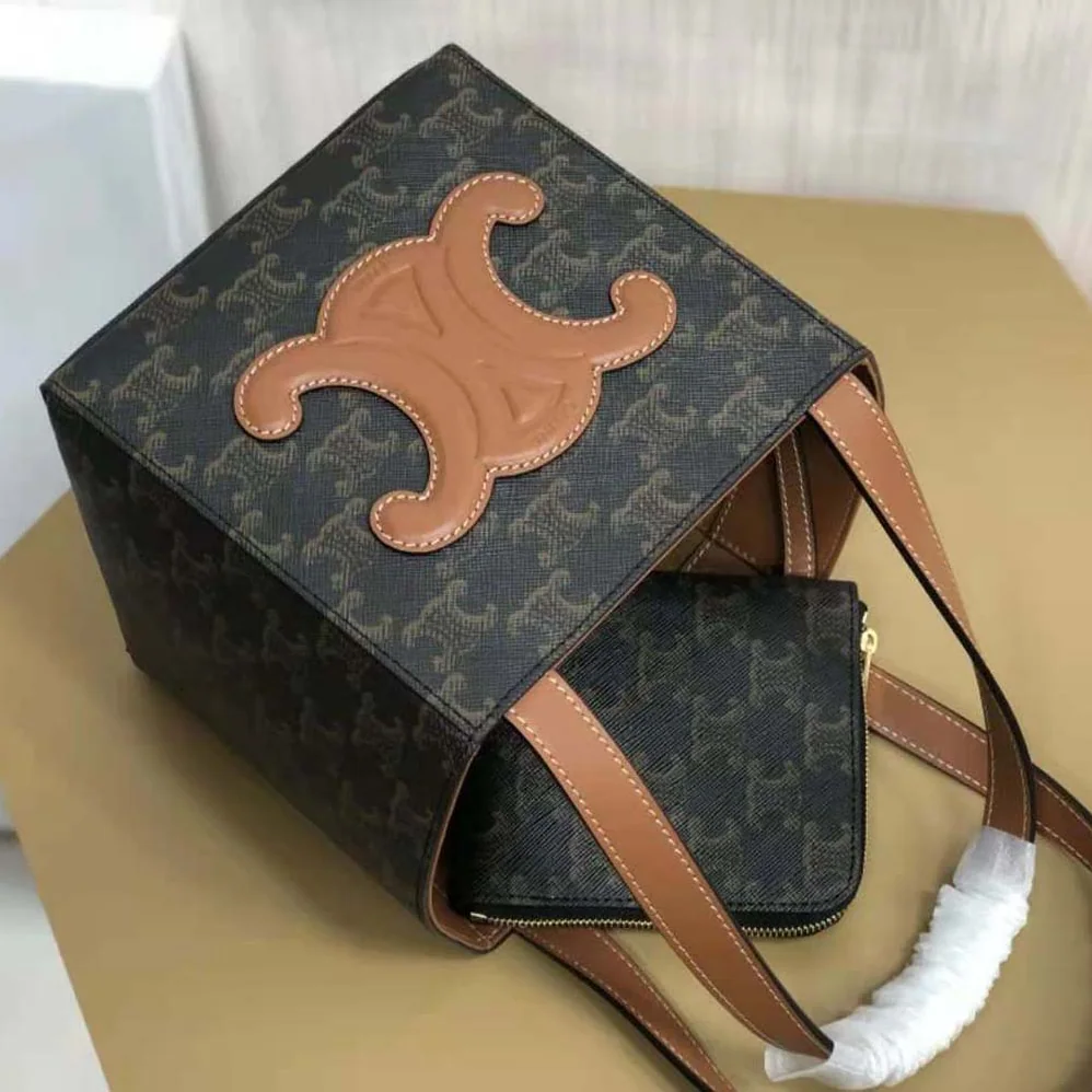 Celine Cube Bag Cuir Triomphe in Triomphe Canvas and Calfskin for Women