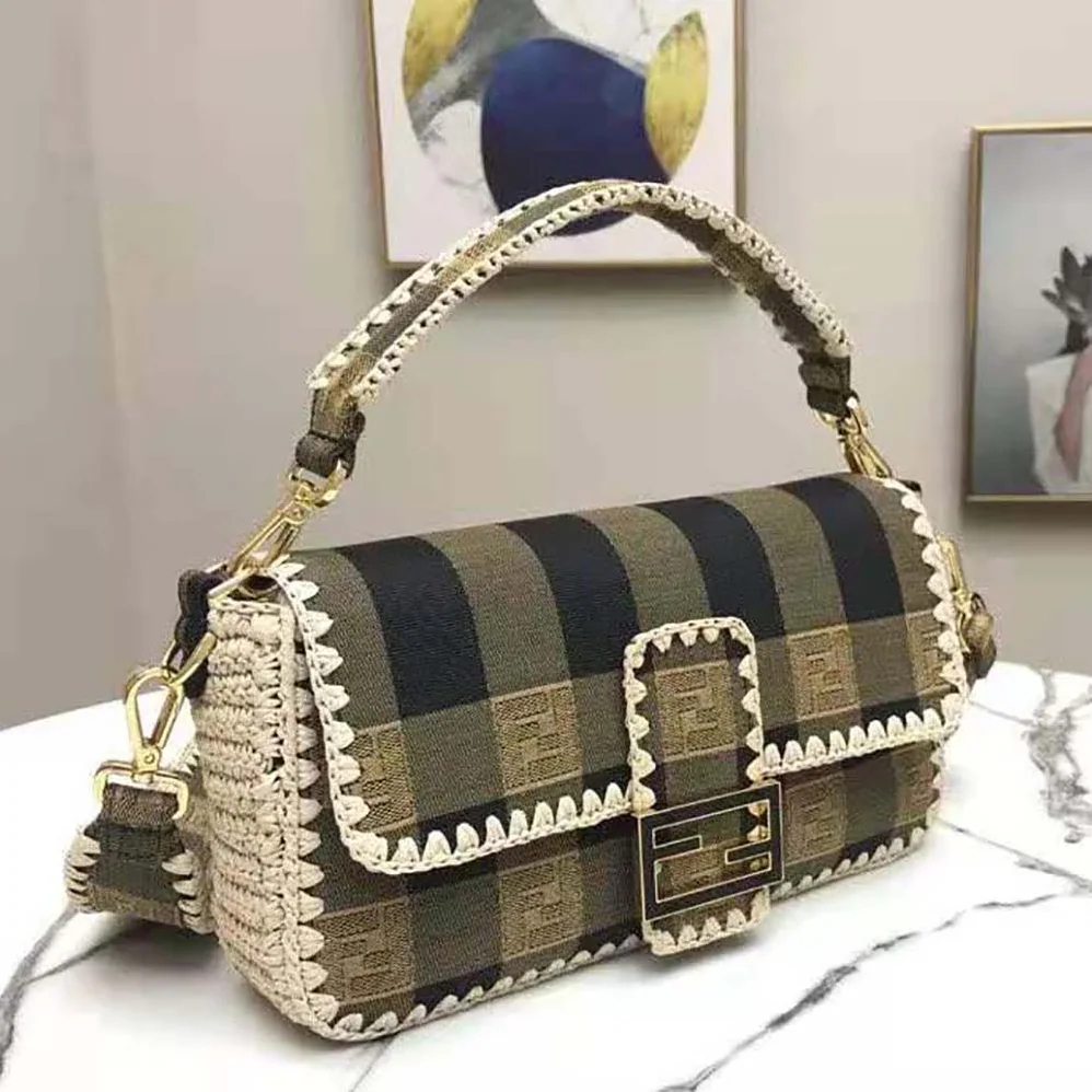 Fendi Baguette Brown Fabric Bag for Women Fendi Baguette Brown Fabric Bag for Women