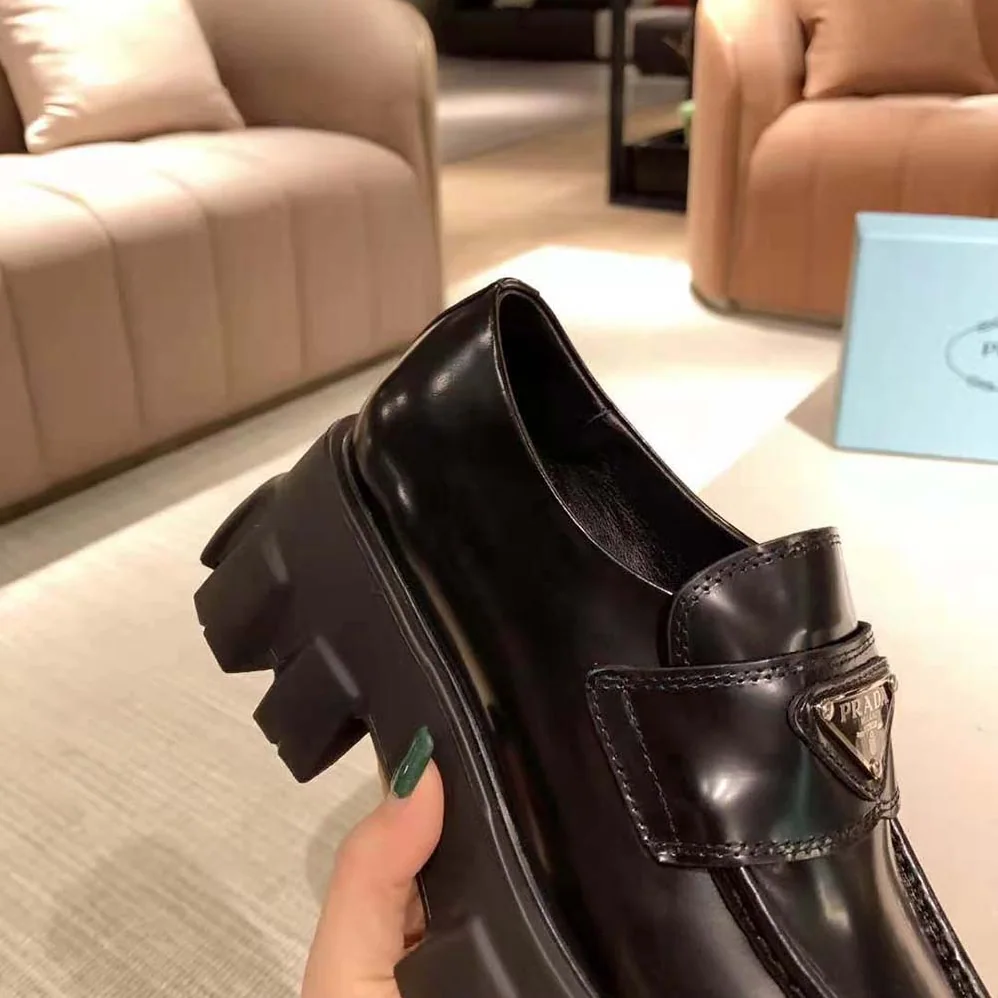 Prada Monolith Pointy Brushed Leather Loafer for Women Prada Monolith Pointy Brushed Leather Loafer for Women