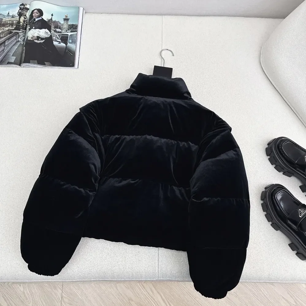 Prada Velvet Down Jacket for Women in Black