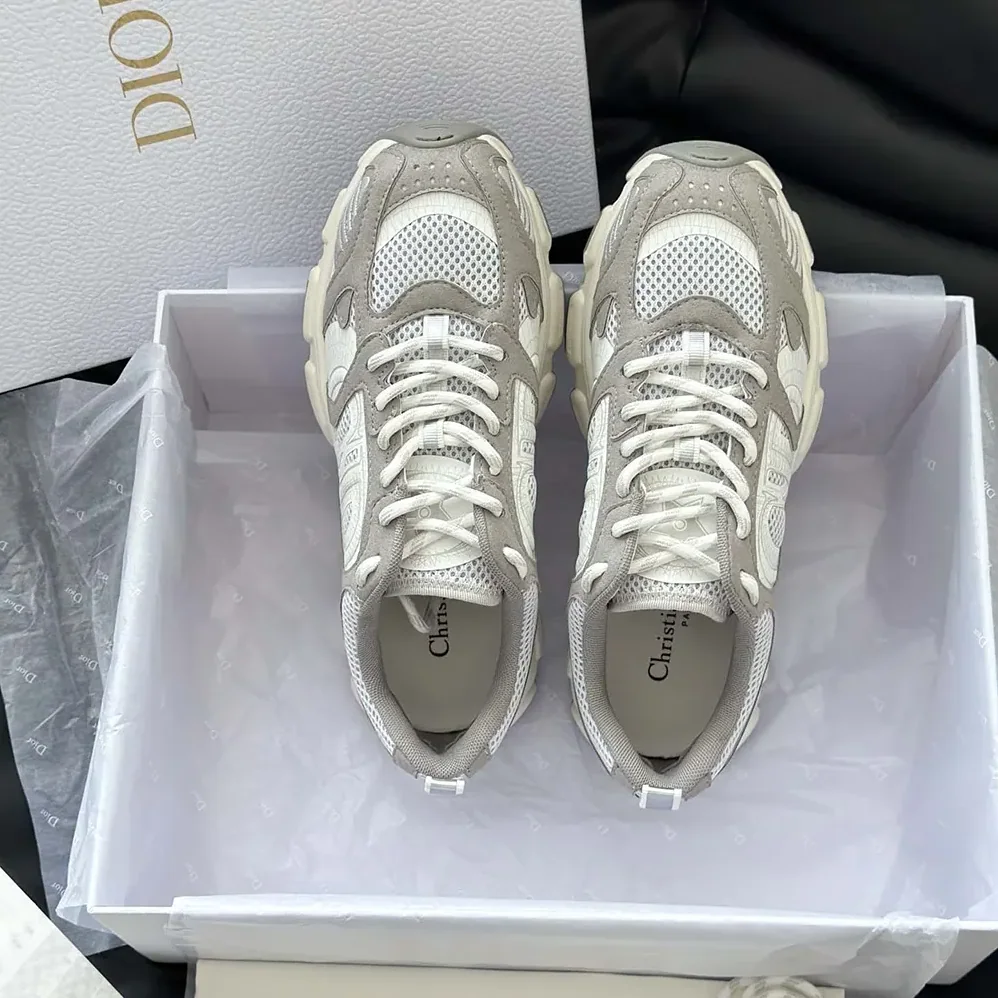 Dior Chrono Sneaker Gray Mesh and Suede Calfskin for Unisex