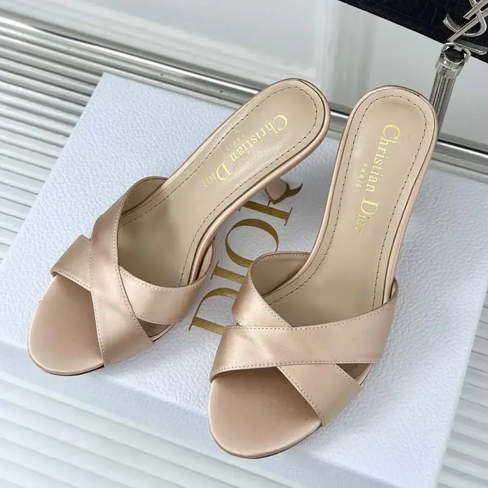 Dior Dior Tribales Heeled Slide Nude Satin for Women