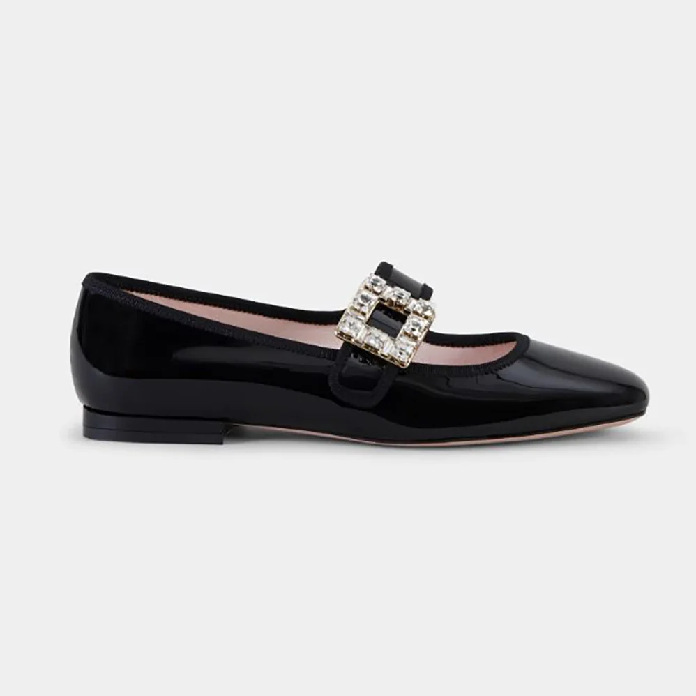 Roger Vivier Très Vivier Strass Buckle Babies Ballerinas in Patent Leather for Women Roger Vivier Très Vivier Strass Buckle Babies Ballerinas in Patent Leather for Women