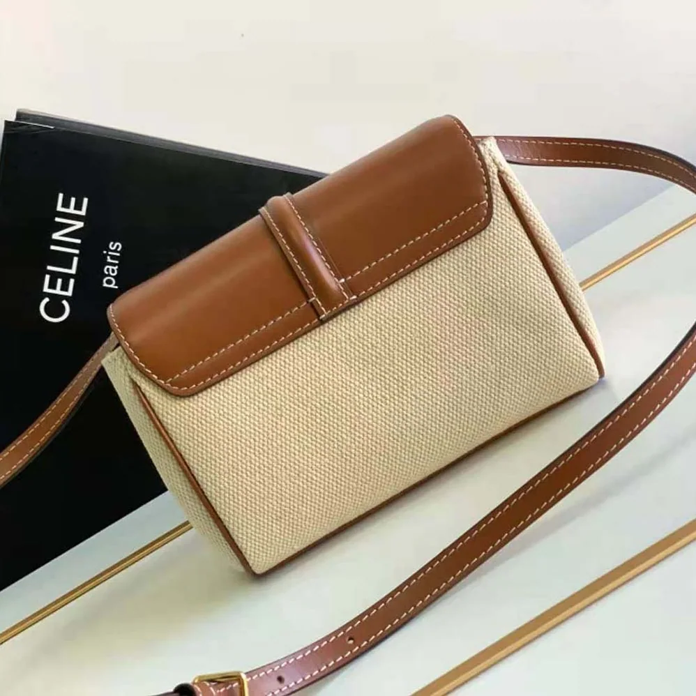 Celine Mini Soft 16 in Textile and Calfskin for Women in Beige