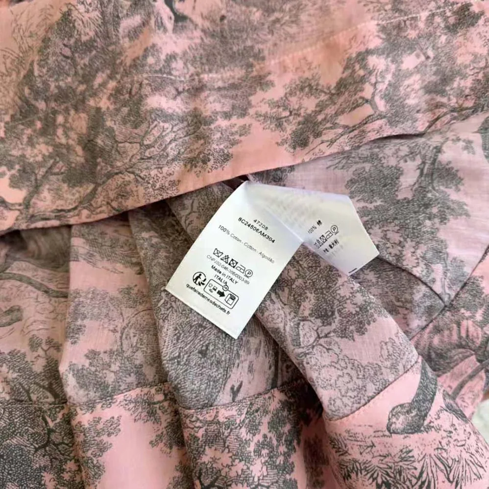 Dior Dioriviera Short Dress Pink and Gray Cotton Muslin for Women Dior Dioriviera Short Dress Pink and Gray Cotton Muslin for Women
