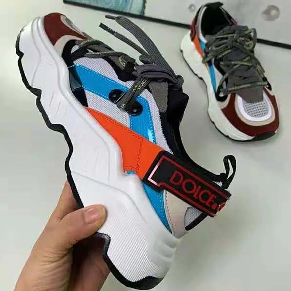 Dolce Gabbana D&G Stretch Mesh Daymaster Sneakers with Multi-Color Details and Double Laces for Men Dolce Gabbana D&G Stretch Mesh Daymaster Sneakers with Multi-Color Details and Double Laces for Men
