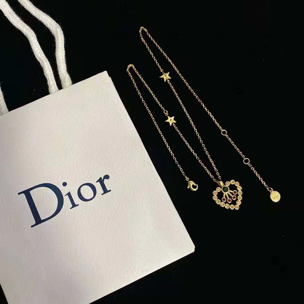 Dior in Heart Lights Necklace Gold-Finish Metal and Multicolor Crystals for Women