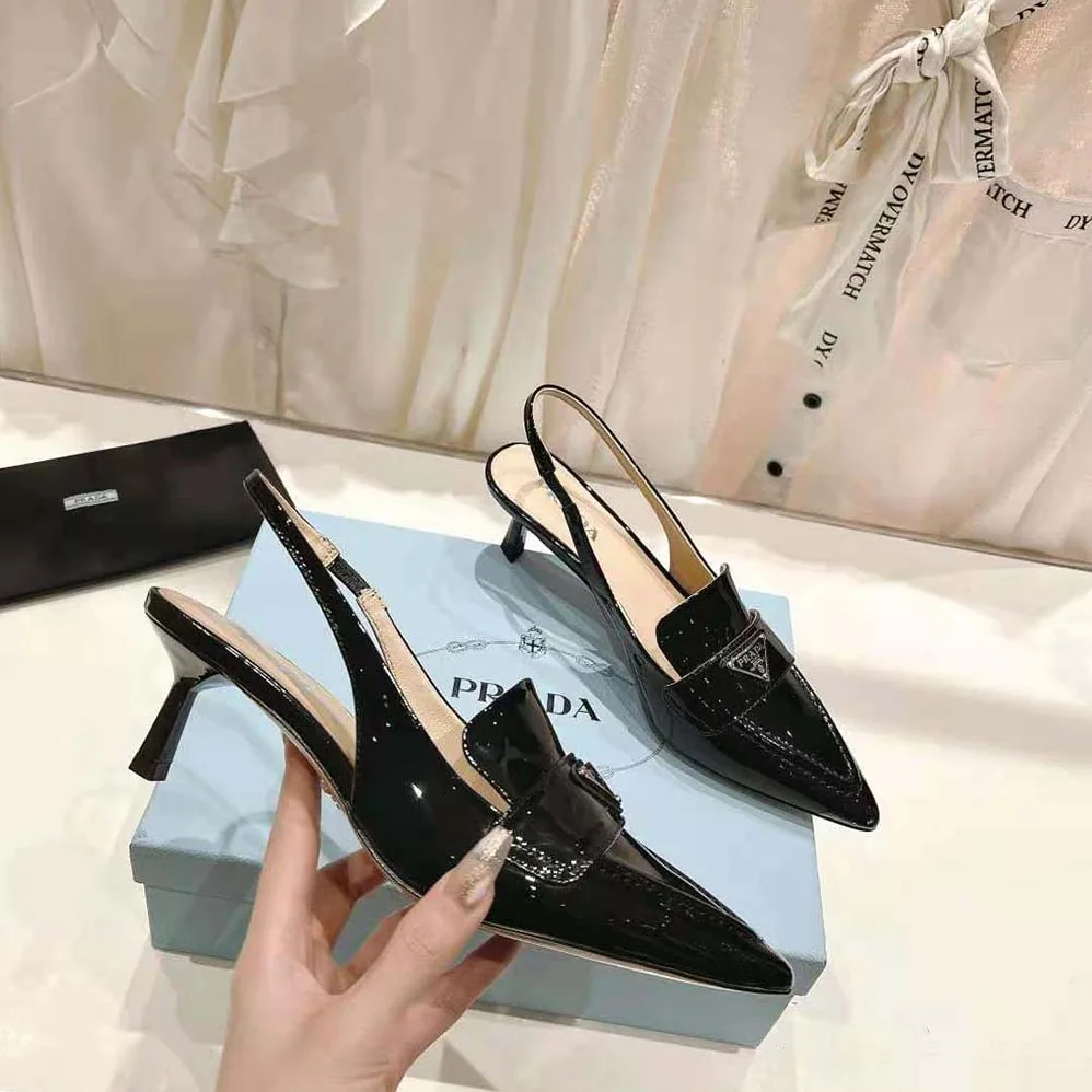 Prada Patent Leather Slingbacks for Women in Black