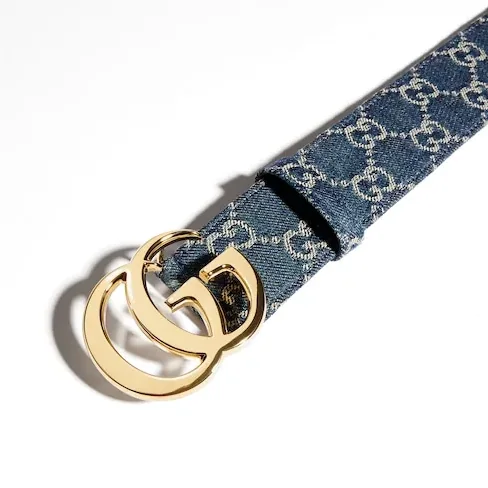 Gucci Marmont Wide Belt Dark Blue Denim Gucci Marmont Wide Belt Dark Blue Denim