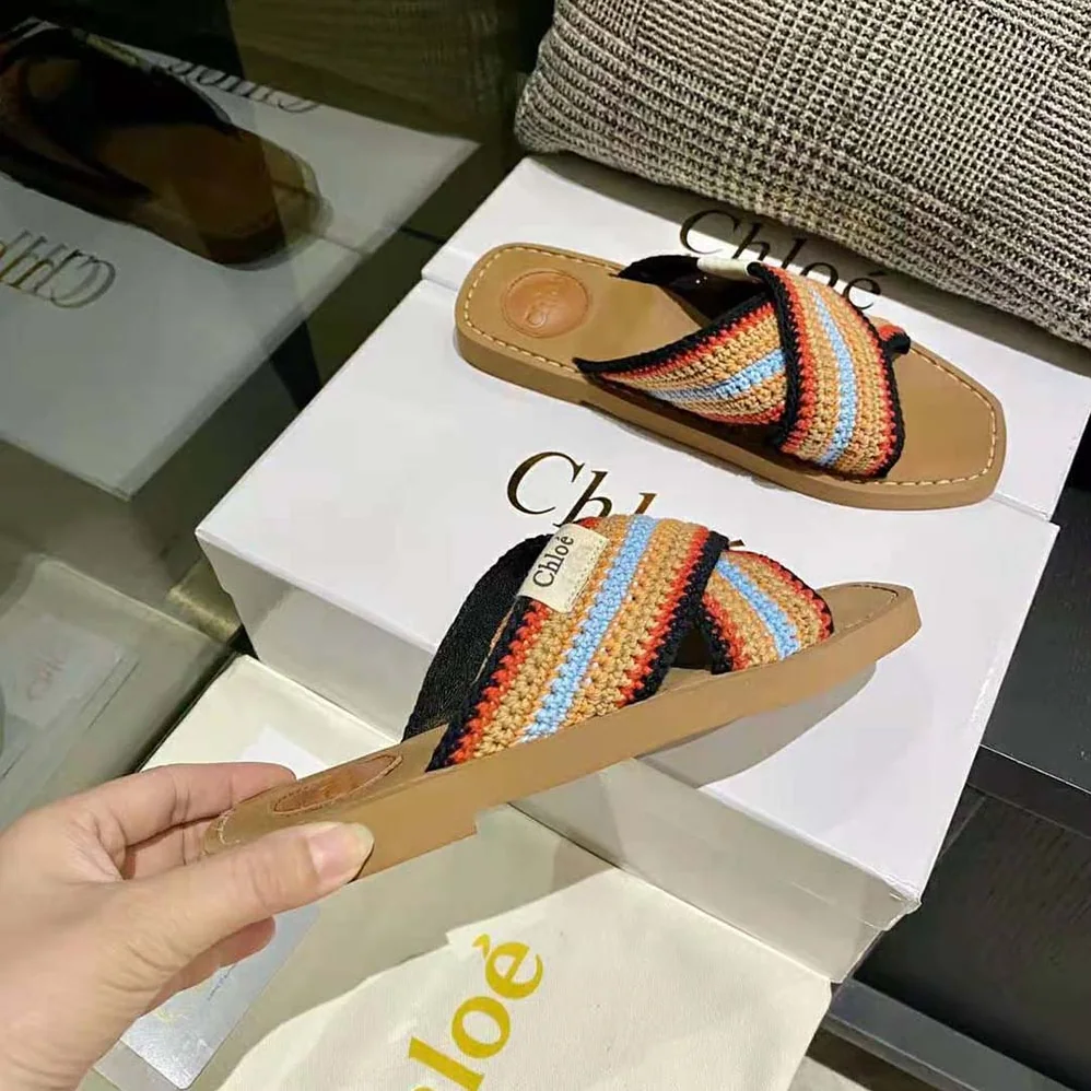 Chloe Woody Flat Mule for Women in Black