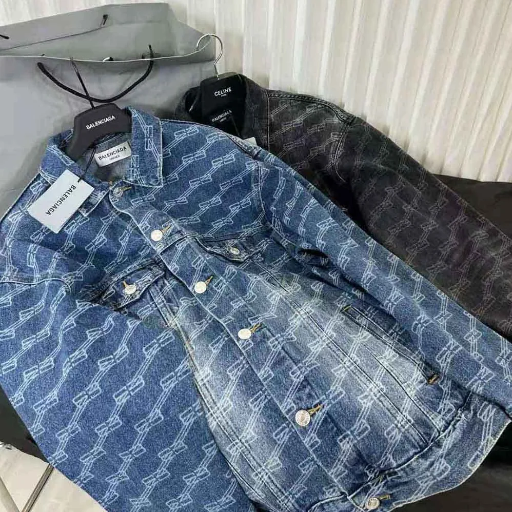 Balenciaga BB Monogram Large Fit Jacket in Blue Ring Denim for Men Balenciaga BB Monogram Large Fit Jacket in Blue Ring Denim for Men
